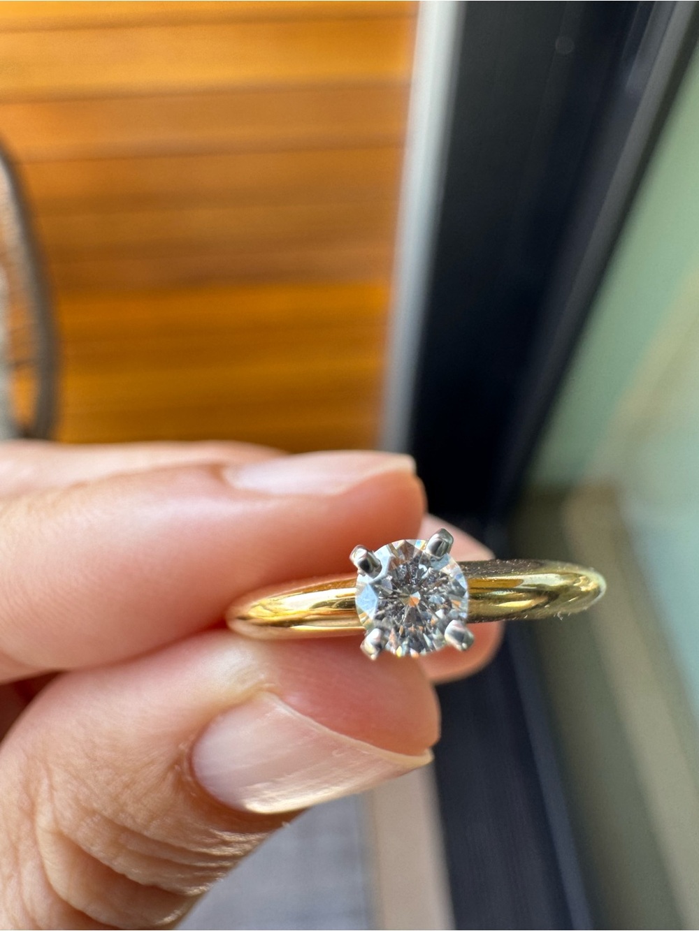 14K Gold Natural Diamond Solitaire Ring 0.23ct - Picture 5 of 8